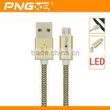 PNGXE 2015 Newest Coming Zinc Alloy Braided Super Fast Charging Led Micro Usb Cable Support For IOS9 System thumbnail-3