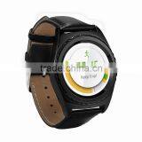Fashion NO.1 G4 Smartwatch Phone Black/Glod Leather Band Pedometer Sedentary Reminder Sleep Monitor Rate Monitor