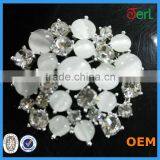 Elegant Silver Opal Brooch Alloy Crystal Flower Brooch for Wedding Invitations thumbnail-3