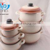 6 Pcs High Casserole Straight Shape W/Hollow Handle & Metal Cover Decor thumbnail-2