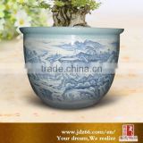 Modern style excellent quality blue and white porcelain hand painted terracotta pots with dragon figures for garden