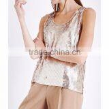 Wholesale Women Scoop Neck Sleeveless Sequin Embellished Relaxed Sequinned Top(DQE0175T) thumbnail-4