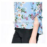 Lady's New Summer Fashionable Printed V Neck Design Long Sleeve Models Short Sleeve Blouse thumbnail-6