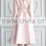 Classic Elegant Ladies Pinched Waist Solid Color Double Breasted Long Windbreaker Wind Coat thumbnail-4