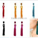 Bohemian Jewelry Rhinestone Gems With Long Colorful Tassel Charms Earrings for Women thumbnail-1