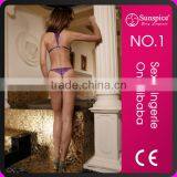 Wholesale Beatiful Girls Open Bra Sexy Purple Lace See Through Lingerie thumbnail-2