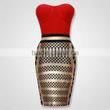2015 Top Quality Stripless Red And Gold Joining Together Celebrity Bodycon Fashion Dresses Elegant Evening Sexy Dress thumbnail-1