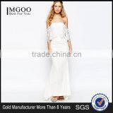 MGOO Design Bandeau Cream Crepe Ruffles Bridal Grown Off Shoulder Lace Dress With Fishtail Bridesmaid Dress thumbnail-1
