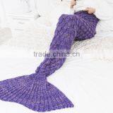 2017 Blanket Factory China Wholesale Knitted Fish Scale Mermaid Blankets thumbnail-1