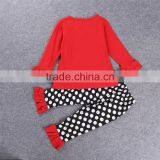 China Manufacturer Baby Clothes Kids Chriatmas Design Bodysuit 2 Pcs Child Clothing Dot Polka Fall Clothes thumbnail-4