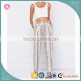 Fashion Bohemian Chiffon Cheap Ladies Loose Long Girl Wide Leg Casual Summer Beach Palazzo Blouse Coat Pant thumbnail-1