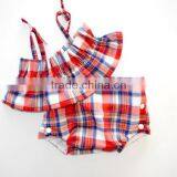 Baby Swimwear Blue Yellow and Aqua Stitching 2 Piece Suit Girl Swimsuit thumbnail-5