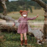 Kids Clothing Linen Dress Baby Long Sleeves Fancy Design Dress 6 Yesar Old Baby thumbnail-4