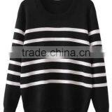 EY0870S New Design High Quality Navy Blue With White Silk Stripe Women Casual Pullover Knitted Sweater thumbnail-4