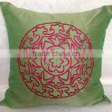Decorative Pillow Cover in Green, Sofa Toss, Throw Pillow, Pink Embroidery, thumbnail-2