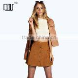 A Line Button up Corduroy Short Mini Skater Skirts for Women thumbnail-1