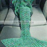 Bedroom Decor Crochet Knit Colors Fish Design Super Softextile Blanket Cozy Mermaid Tail Blanket With Sleeves thumbnail-5