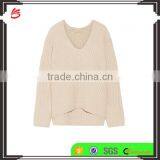 Knitted Wool Sweater Design for Women V-neck Back Length Blank Poncho thumbnail-1