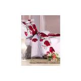 4-pc Classical White And Red Cotton Duvet Cover Oriental Bedding Set