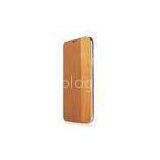 Wood And Brown Lychee Faux Leather Wooden Cell Phone Case Samsung Galaxy S5 Folio Case
