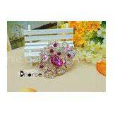 Shiny Fuschia Flower Vintage Rhinestone Brooches For Wedding Occasion thumbnail-1