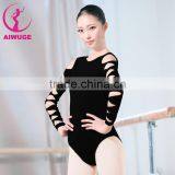 Women Ballet Bodysuit Ballet Leotards Ballerina Black Gymnastics Leotards Hollow Sleeve thumbnail-3