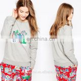 China Christmas sweater wholesaler custom printed stretch jersey Christmas sweater for woman