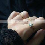4PCS/Set Gold Plated Minimalist Pearl Diamond Mix Design For Women Knuckle Ring Set thumbnail-2