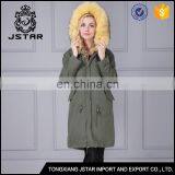 Hot Sale Top Quality Green Military Style Apparels Long Fur Clothing thumbnail-2