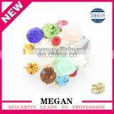 2016 Wholesale Handmade Metal Bouquet Shape Colorful Rhinestone Button for Clothing thumbnail-1