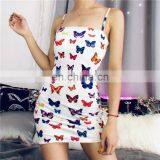 2020 New Arrivals Women Fashion Printed Butterfly Casual Dresses Ladies Bodycon Sling Mini Dresses Women Summer Dresses thumbnail-4