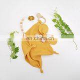 Wood Teething Muslin Organic Comforter Blanket Pacifier Chain 3 Pcs Set thumbnail-4
