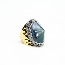 Green Agate Ring Gold Plated thumbnail-2