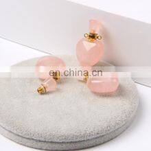 Natural Jade Natural Amethyst Perfume Essential Oil Bottles Rose Quartz Crystal Perfume Bottle Pendant Necklace thumbnail-3