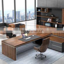 Luxury Office Desks Executive Office Desk Boss Table With Side Cabinet and Bookcase thumbnail-2
