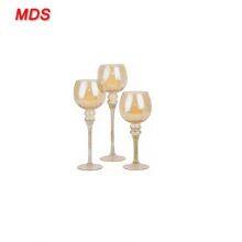 Amber Goblet-shaped Glass Candle Holder With Amber Stem