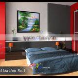 Artwork Impressionist Oil Painting on Canvas Blue River Handmade Home Decor thumbnail-5