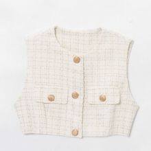 European and American Style 2025 Spring New Women's Clothing Design With Sleeveless Waist Belt and Textured Vest thumbnail-5