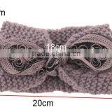 2015 Winter Newest Charm Women's Christmas Gift Knit Elastic Bow Knot Lace Flower Headband thumbnail-5