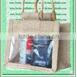 Jute Cosmetic Bags With PVC Window and Logo Printing