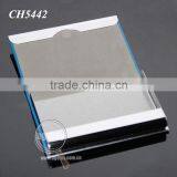 High Quality Box Packing Lichee Pattern Blue Leather Flannelette Lining Stainless Steel Metal Novelty Leather Credit Card Holder thumbnail-3