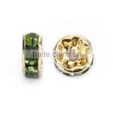 Gold Plated Peridot Color #214 Rhinestone Jewelry Rondelle Spacer Beads Variation Color and Size 4mm/6mm/8mm/10mm thumbnail-2