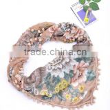 lady's square printed scarf with lace