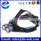 2T6 4500 Lumens Flashlight Headlight 4Modes+EU/US Charger+Car Charger,2x XM-L T6 LED Head Lamp by 18650 AAA AA