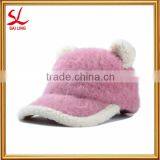 Fashion Women Rabbit Fur Winter Hat Rabbit Animal Hat Funny Adult Baseball Hats thumbnail-3