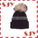 Women Real Raccoon Fur Ball Knitted Beanie Hat thumbnail-3