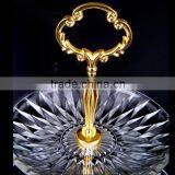 3pcs/set Clear Glass Dinner Plate Set With Golden Metal Stand thumbnail-3