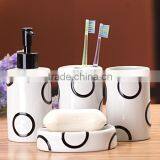 Ceramic Bathroom Set White With Round Circle Pattern thumbnail-2