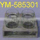 Good Selling Garden Product Wooden Flower Pot and Wooden Candle Holder,with Glass. thumbnail-2