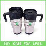 Stainless Steel Plastic Travel Coffee Mug With Handle thumbnail-1